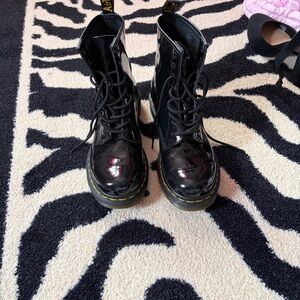 Dr. Martens Black Patent Leather Lace-Up Boots